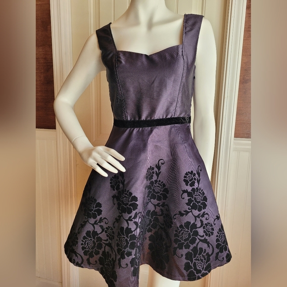 Windsor Fashion Dark Purple And Black Dress Juniors 3 - Picture 1 of 10